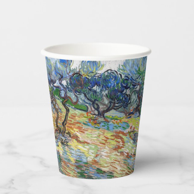Vincent van Gogh - Olive Trees: Bright blue sky Paper Cups (Front)
