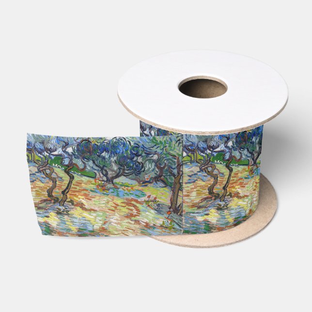 Vincent van Gogh - Olive Trees: Bright blue sky Satin Ribbon (Spool)