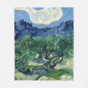 Vincent Van Gogh Olive Trees Mountain Landscape Fleece Blanket