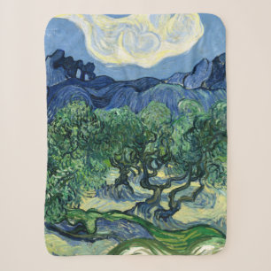 Vincent Van Gogh Olive Trees Mountain Landscape Sherpa Blanket