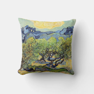 Vincent van Gogh Olive Trees, Vintage Fine Art Throw Pillow