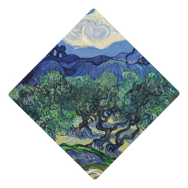 Vincent van Gogh - Olive Trees with the Alpilles Graduation Cap Topper (Front)