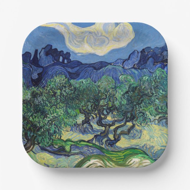 Vincent van Gogh - Olive Trees with the Alpilles Paper Plate (Front)