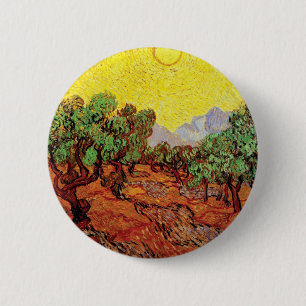 Vincent Van Gogh - Olive Trees With Yellow Sky 2 Inch Round Button