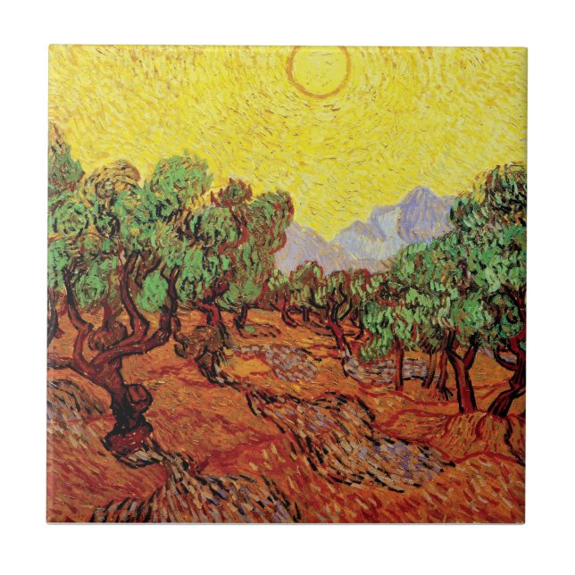 Vincent Van Gogh - Olive Trees With Yellow Sky Tile (Front)