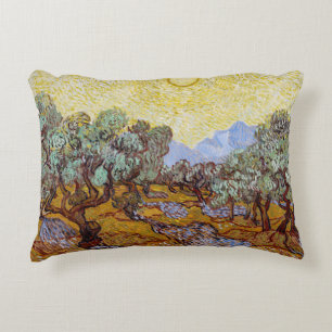 Vincent van Gogh - Olive Trees, Yellow Sky and Sun Accent Pillow