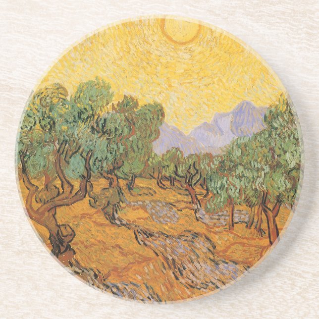 Vincent van Gogh - Olive Trees, Yellow Sky and Sun Coaster (Front)