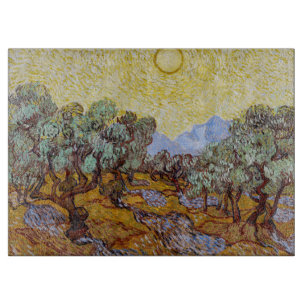 Vincent van Gogh - Olive Trees, Yellow Sky and Sun Cutting Board