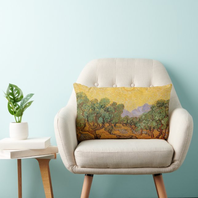 Vincent van Gogh - Olive Trees, Yellow Sky and Sun Lumbar Pillow (Chair)