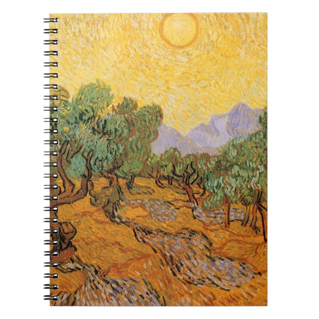 Vincent van Gogh - Olive Trees, Yellow Sky and Sun Notebook (Front)