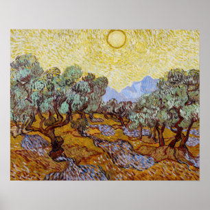 Vincent van Gogh - Olive Trees, Yellow Sky and Sun Poster