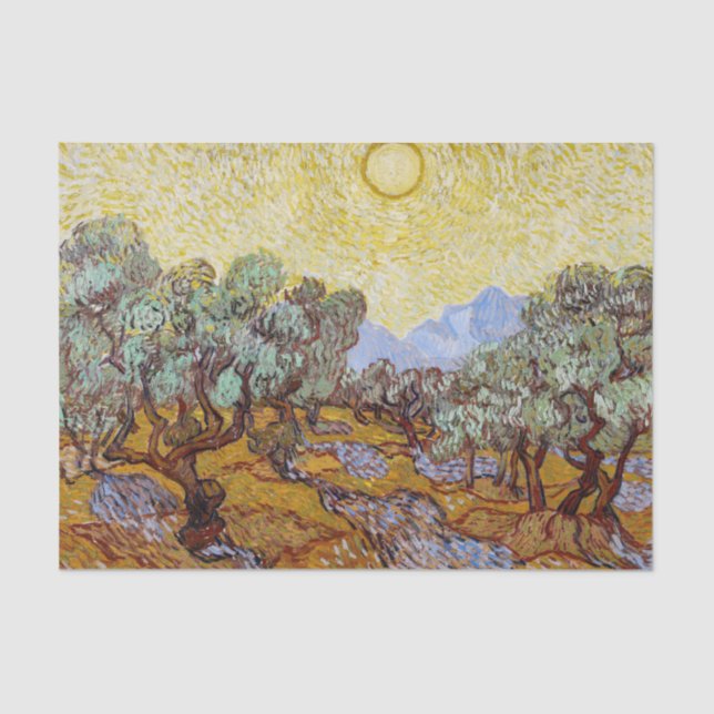 Vincent van Gogh - Olive Trees, Yellow Sky and Sun Tissue Paper (Front)