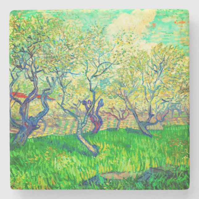 Vincent van Gogh Orchard in Blossom Stone Coaster (Front)