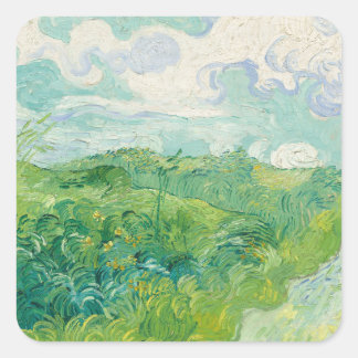 Vincent Van Gogh painting Green wheat field Square Sticker