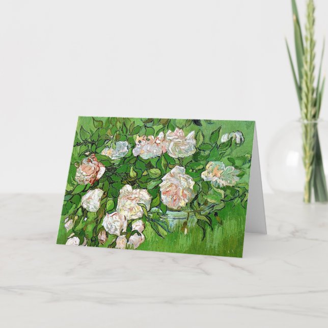 Vincent van Gogh painting, Still Life-Pink Roses, Card (Front)