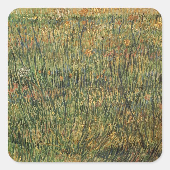Vincent van Gogh - Pasture in Bloom Square Sticker (Front)