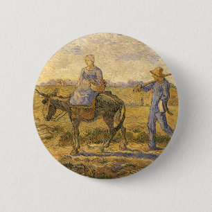 Vincent van Gogh - Peasant Couple Going to Work 2 Inch Round Button