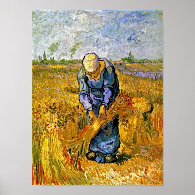 Vincent Van Gogh - Peasant Woman Binding Sheaves Poster (Front)