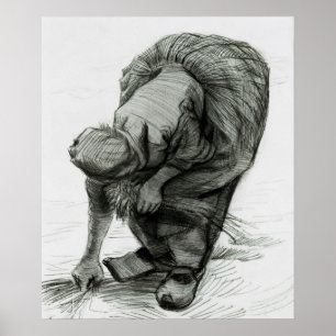 Vincent van Gogh Peasant Woman Gleaning, 1885 Poster