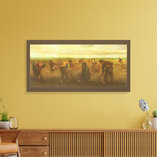 Vincent van Gogh - Peasants Planting Potatoes  Canvas Print