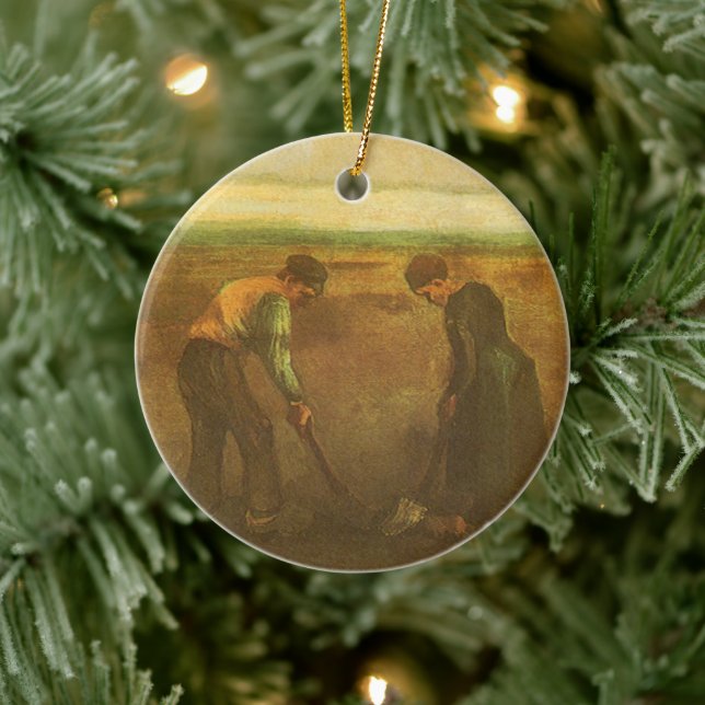 Vincent van Gogh - Peasants Planting Potatoes  Ceramic Ornament (Tree)