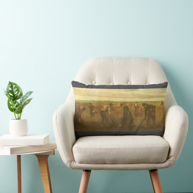 Vincent van Gogh - Peasants Planting Potatoes  Lumbar Pillow (Chair)