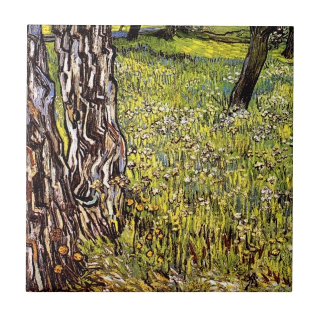 Vincent Van Gogh - Pine Trees And Dandelions Tile (Front)
