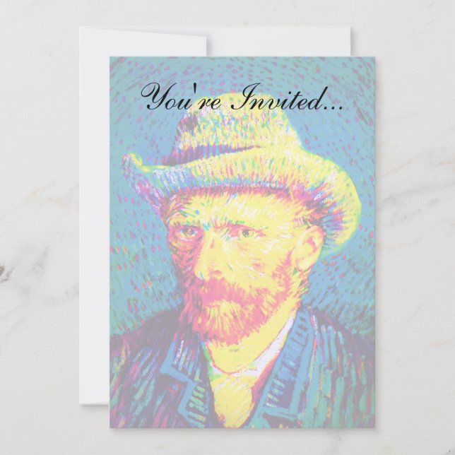 Vincent Van Gogh - Pop Art Self Portrait With Hat Invitation (Front)