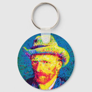 Vincent Van Gogh - Pop Art Self Portrait With Hat Keychain