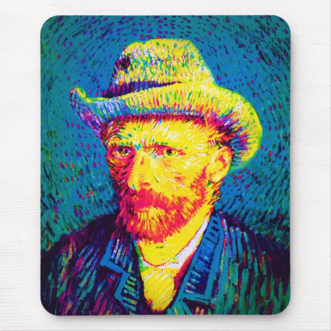 Vincent Van Gogh - Pop Art Self Portrait With Hat Mouse Pad (Front)