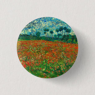Vincent Van Gogh Poppy Field Fine Art 1 Inch Round Button
