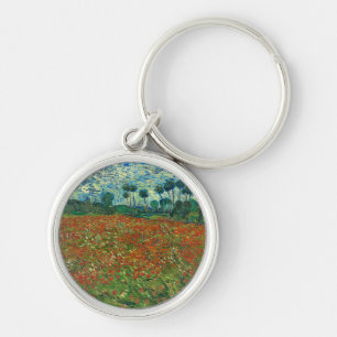Vincent Van Gogh Poppy Field Floral Vintage Art Keychain