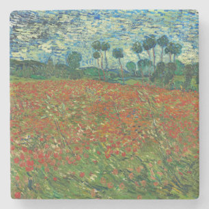 Vincent Van Gogh Poppy Field Floral Vintage Art Stone Coaster