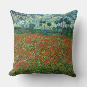 Vincent Van Gogh Poppy Field Floral Vintage Art Throw Pillow