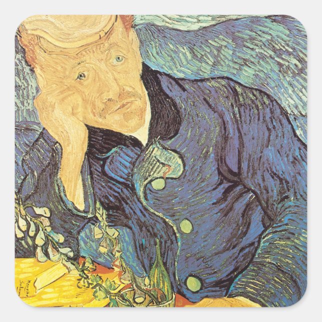 Vincent van Gogh - Portrait of Doctor Gachet Square Sticker (Front)