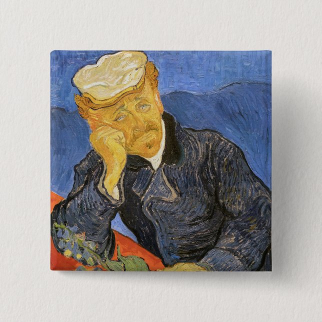 Vincent Van Gogh - Portrait of Doctor Paul Gachet 2 Inch Square Button (Front)