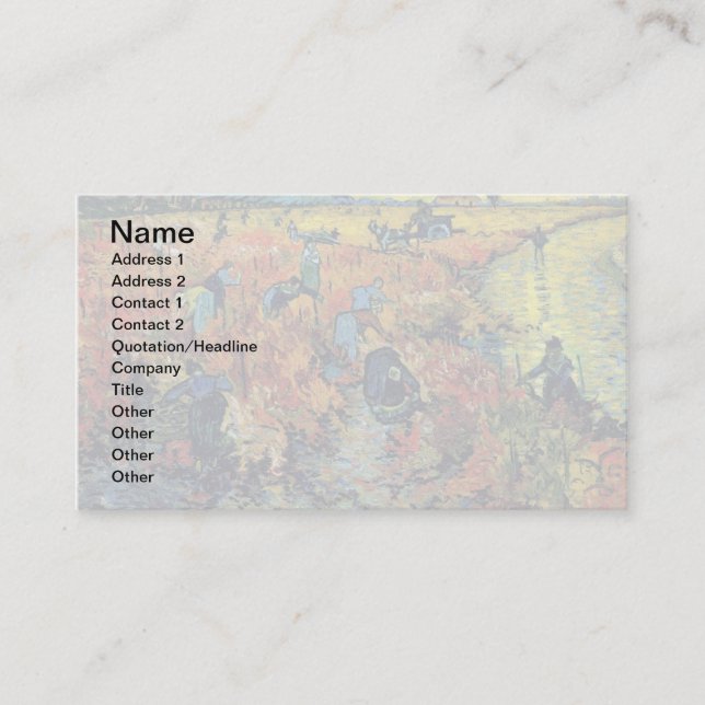 Vincent Van Gogh - Red Vineyard At Arles Painting Business Card (Front)