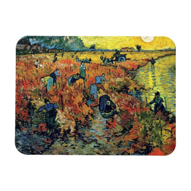 Vincent Van Gogh - Red Vineyard At Arles Painting Magnet (Horizontal)