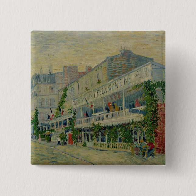 Vincent van Gogh | Restaurant de la Sirene 2 Inch Square Button (Front)