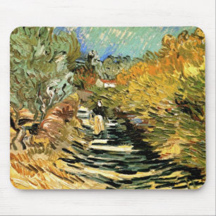 Vincent van Gogh Road at Saint-Remy, Female Figure Mouse Pad