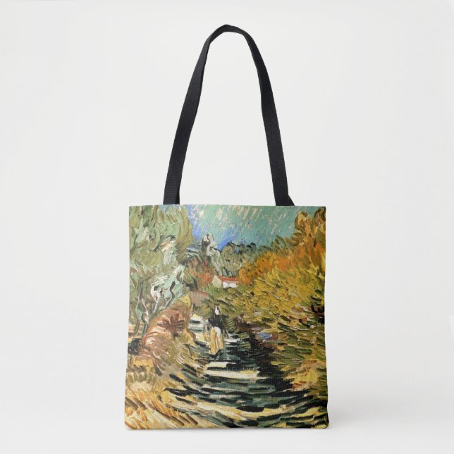 Vincent van Gogh Road at Saint-Remy, Female Figure Tote Bag (Front)