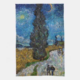 Vincent van Gogh - Road with Cypress and Star Kitchen Towel