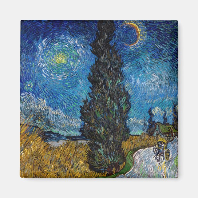 Vincent van Gogh - Road with Cypress and Star Magnet (Front)