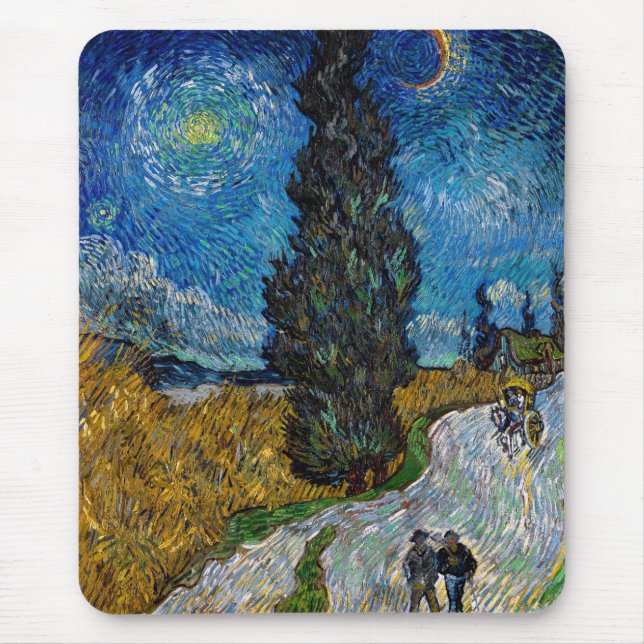 Vincent van Gogh - Road with Cypress and Star Mouse Pad (Front)