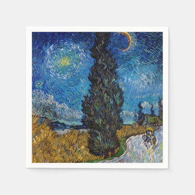 Vincent van Gogh - Road with Cypress and Star Napkin (Front)