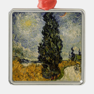 Vincent van Gogh   Road with Cypresses, 1890 Metal Ornament