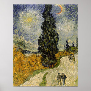 Vincent van Gogh Road with Cypresses, 1890 Poster