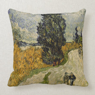 Vincent van Gogh Road with Cypresses, 1890 Throw Pillow
