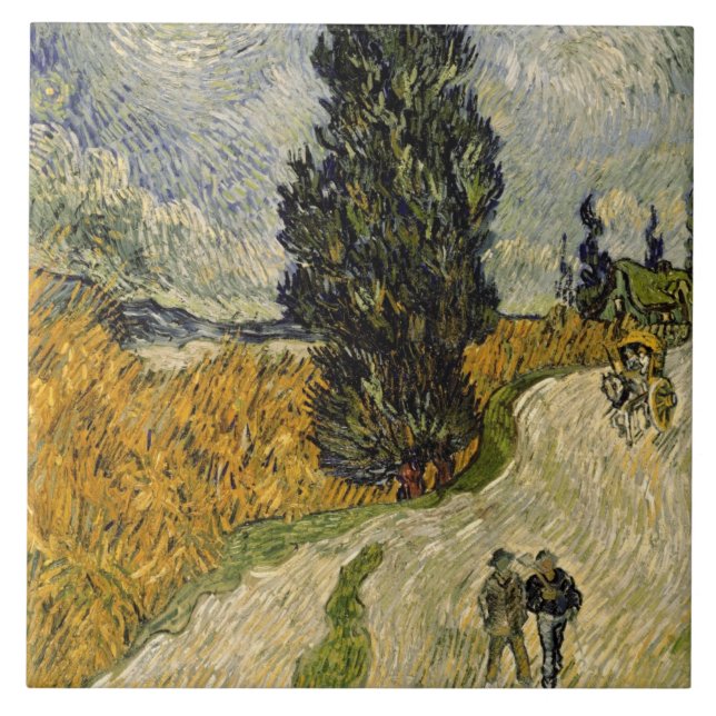 Vincent van Gogh | Road with Cypresses, 1890 Tile (Front)