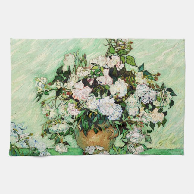 Vincent Van Gogh Roses (1890) Kitchen Towel (Horizontal)